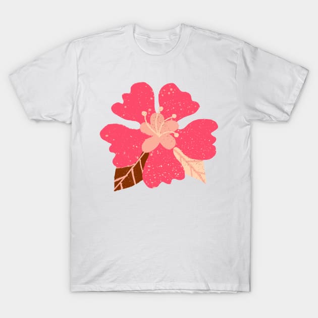 Hot pink hibiscus flower T-Shirt by MutchiDesign